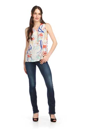 PT-16046 - FLORAL SLEEVELESS TOP - Colors: ORANGE, WHITE - Available Sizes:XS-XXL - Catalog Page:51 
